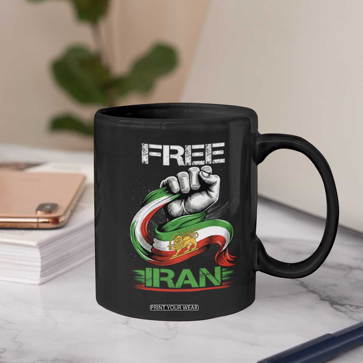 Free Iran Coffee Mug Iran Lion Sun Flag Fist TS10 Print Your Wear