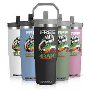 Free Iran Flip Straw Tumbler Iran Lion Sun Flag Fist TS10 Print Your Wear