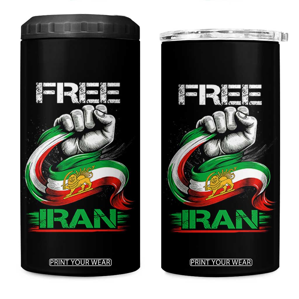 Free Iran 4 in 1 Can Cooler Tumbler Iran Lion Sun Flag Fist TS10 One Size: 16 oz Black Print Your Wear