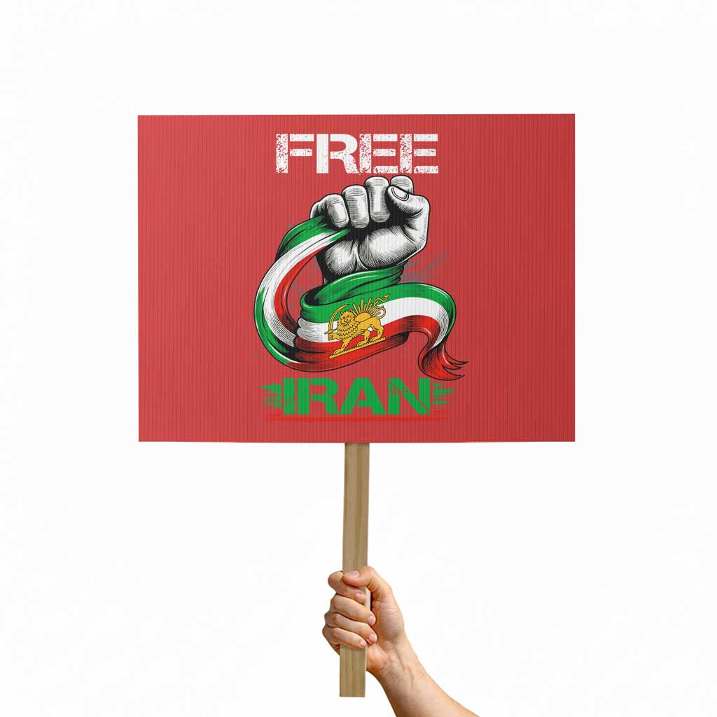 Free Iran Protest Sign Iran Lion Sun Flag Fist TS10 Horizontal 18