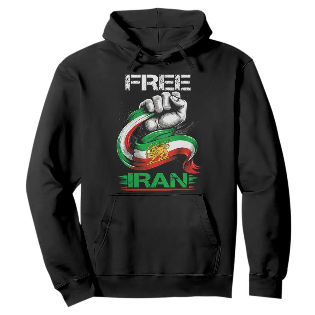 Free Iran Hoodie Iran Lion Sun Flag Fist TS10 Black Print Your Wear