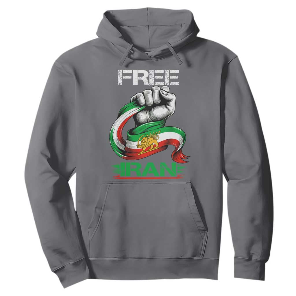 Free Iran Hoodie Iran Lion Sun Flag Fist TS10 Charcoal Print Your Wear