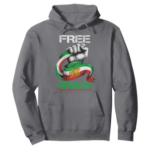 Free Iran Hoodie Iran Lion Sun Flag Fist TS10 Charcoal Print Your Wear