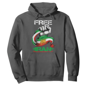 Free Iran Hoodie Iran Lion Sun Flag Fist TS10 Dark Heather Print Your Wear