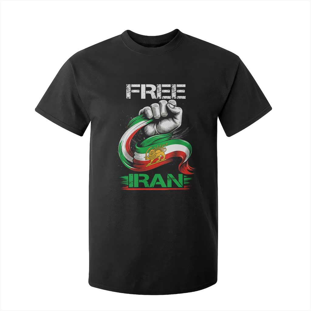 Free Iran T Shirt For Kid Iran Lion Sun Flag Fist TS10 Black Print Your Wear