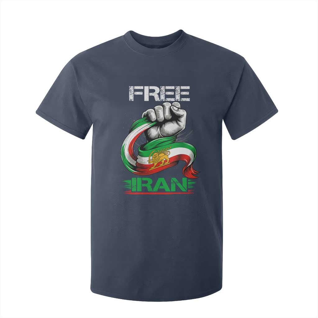 Free Iran T Shirt For Kid Iran Lion Sun Flag Fist TS10 Navy Print Your Wear