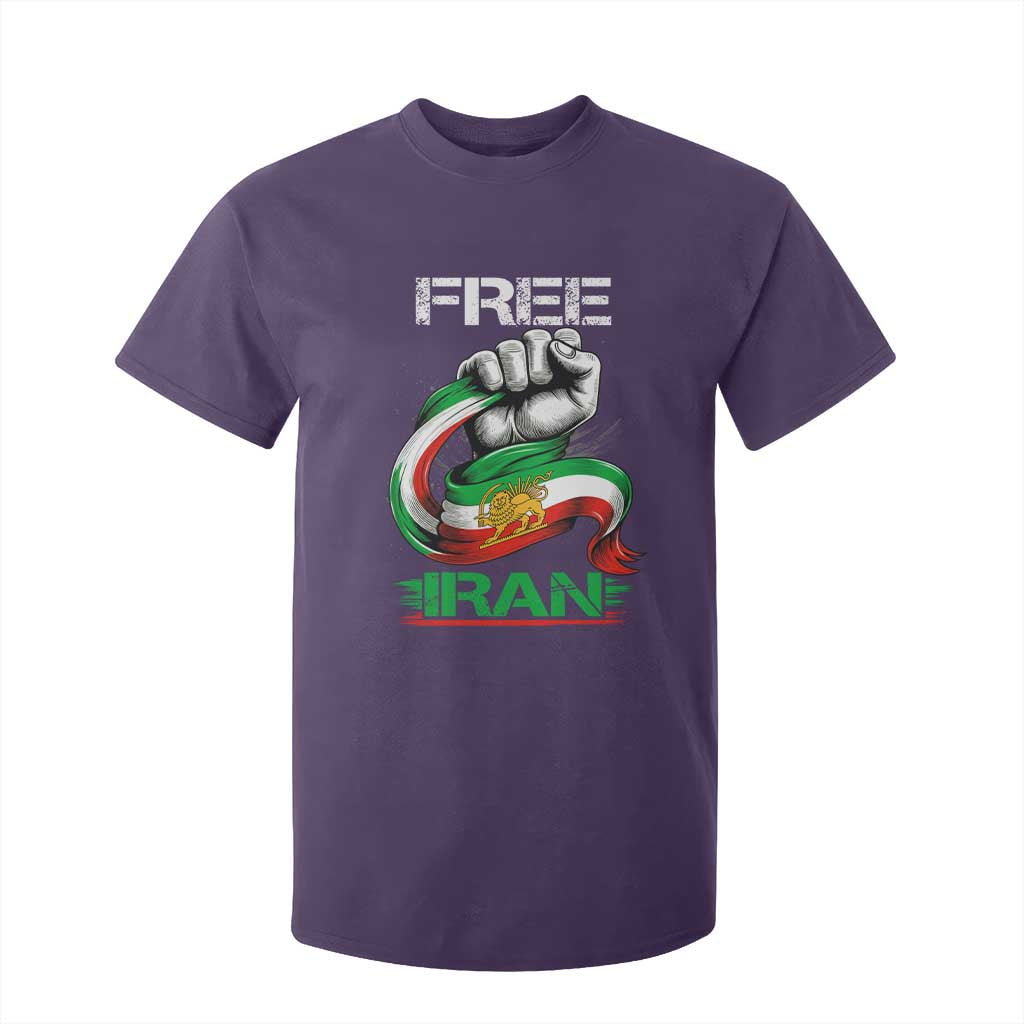 Free Iran T Shirt For Kid Iran Lion Sun Flag Fist TS10 Purple Print Your Wear