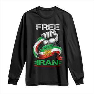Free Iran Long Sleeve Shirt Iran Lion Sun Flag Fist TS10 Black Print Your Wear