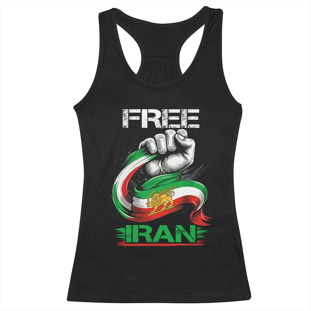 Free Iran Racerback Tank Top Iran Lion Sun Flag Fist TS10 Black Print Your Wear