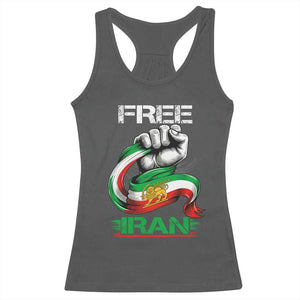 Free Iran Racerback Tank Top Iran Lion Sun Flag Fist TS10 Dark Heather Print Your Wear