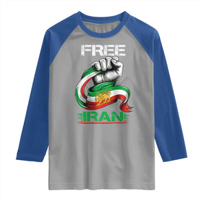 Free Iran Raglan Shirt Iran Lion Sun Flag Fist TS10 Sport Gray Royal Print Your Wear