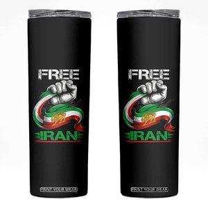 Free Iran Skinny Tumbler Iran Lion Sun Flag Fist TS10 Black Print Your Wear