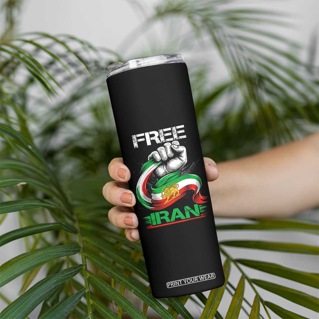 Free Iran Skinny Tumbler Iran Lion Sun Flag Fist TS10 Print Your Wear