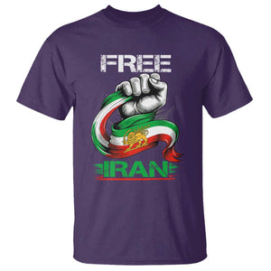 Free Iran T Shirt Iran Lion Sun Flag Fist TS10 Purple Print Your Wear