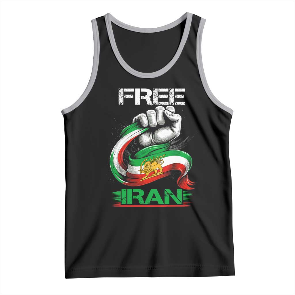 Free Iran Tank Top Iran Lion Sun Flag Fist TS10 Black Athletic Heather Print Your Wear
