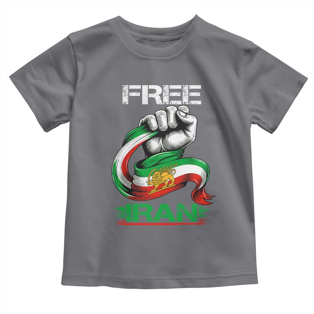 Free Iran Toddler T Shirt Iran Lion Sun Flag Fist TS10 Charcoal Print Your Wear