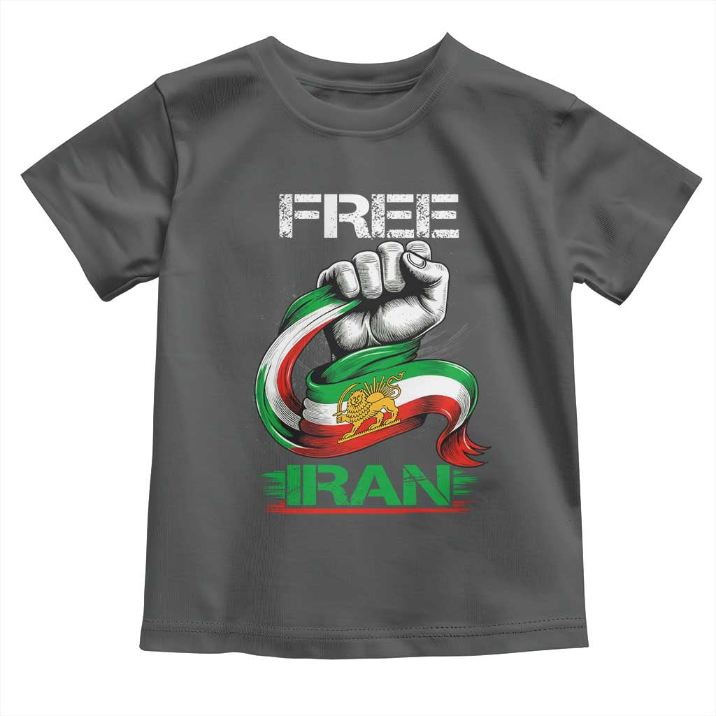 Free Iran Toddler T Shirt Iran Lion Sun Flag Fist TS10 Dark Heather Print Your Wear