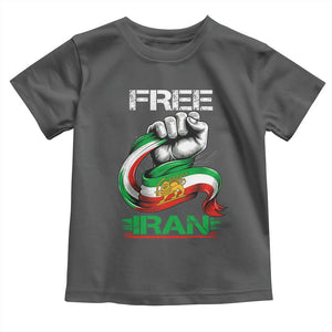 Free Iran Toddler T Shirt Iran Lion Sun Flag Fist TS10 Dark Heather Print Your Wear