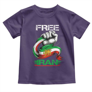 Free Iran Toddler T Shirt Iran Lion Sun Flag Fist TS10 Purple Print Your Wear