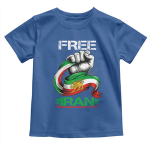 Free Iran Toddler T Shirt Iran Lion Sun Flag Fist TS10 Royal Blue Print Your Wear