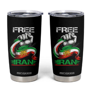 Free Iran Tumbler Cup Iran Lion Sun Flag Fist TS10 Black Print Your Wear