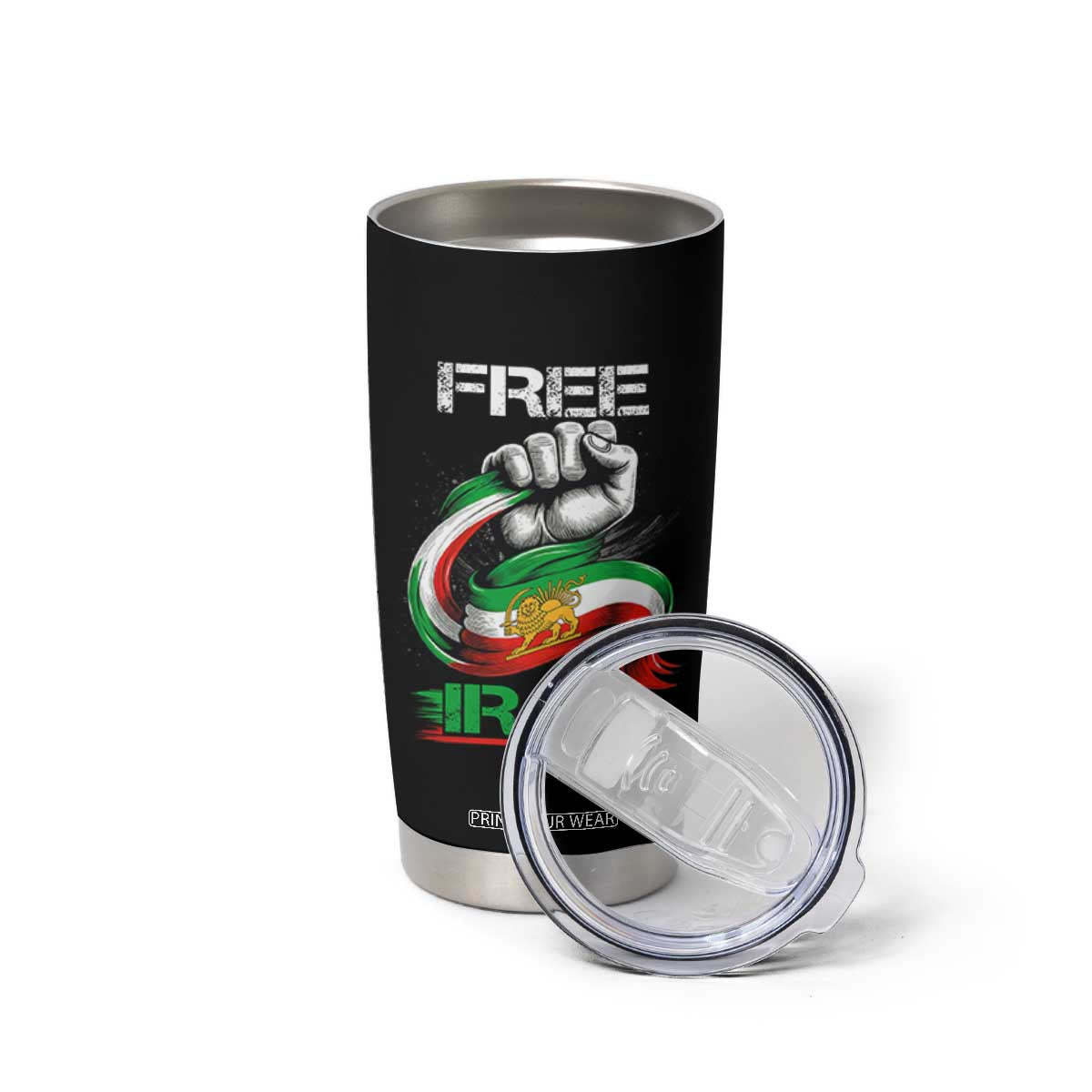 Free Iran Tumbler Cup Iran Lion Sun Flag Fist TS10 Print Your Wear
