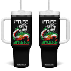 Free Iran Tumbler With Handle Iran Lion Sun Flag Fist TS10 One Size: 40 oz Black Print Your Wear