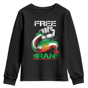 Free Iran Youth Sweatshirt Iran Lion Sun Flag Fist TS10 Black Print Your Wear