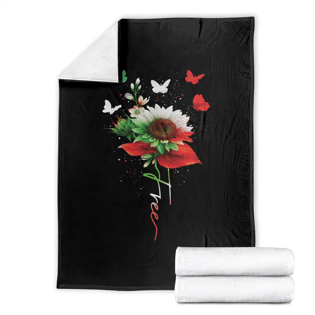 Free Iran Protest Throw Blanket Sunflower Flag TS10 Black Print Your Wear