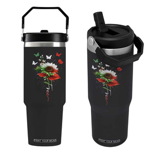 Free Iran Protest Flip Straw Tumbler Sunflower Flag TS10 One Size: 30 oz Black Print Your Wear
