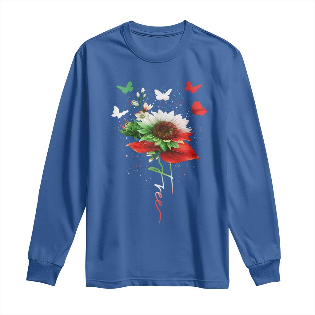 Free Iran Protest Long Sleeve Shirt Sunflower Flag TS10 Royal Blue Print Your Wear