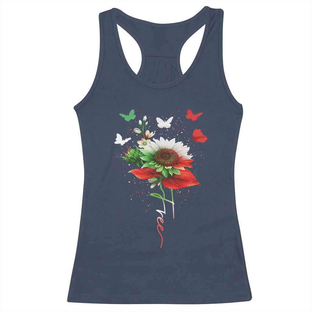 Free Iran Protest Racerback Tank Top Sunflower Flag TS10 Navy Print Your Wear