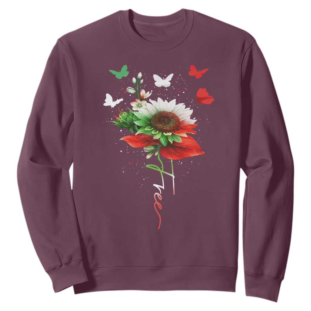 Free Iran Protest Sweatshirt Sunflower Flag TS10 Maroon Print Your Wear