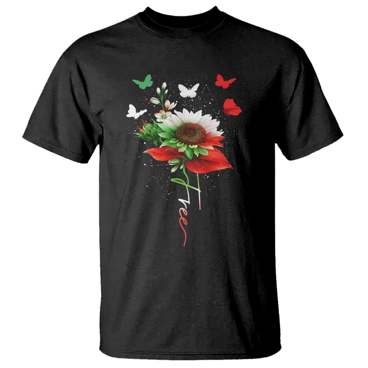 Free Iran Protest T Shirt Sunflower Flag TS10 Black Print Your Wear