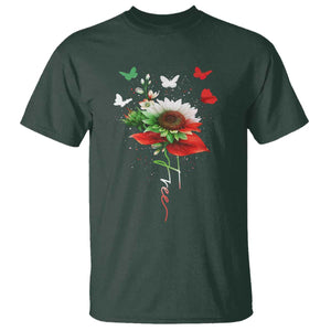 Free Iran Protest T Shirt Sunflower Flag TS10 Dark Forest Green Print Your Wear
