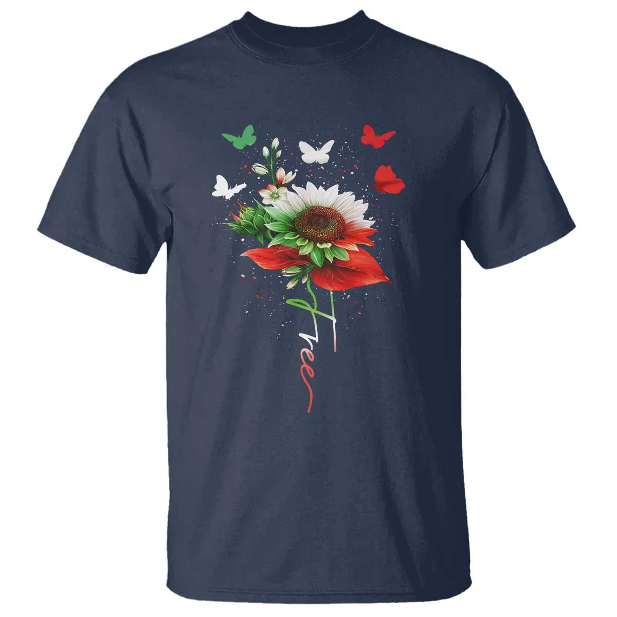 Free Iran Protest T Shirt Sunflower Flag TS10 Navy Print Your Wear