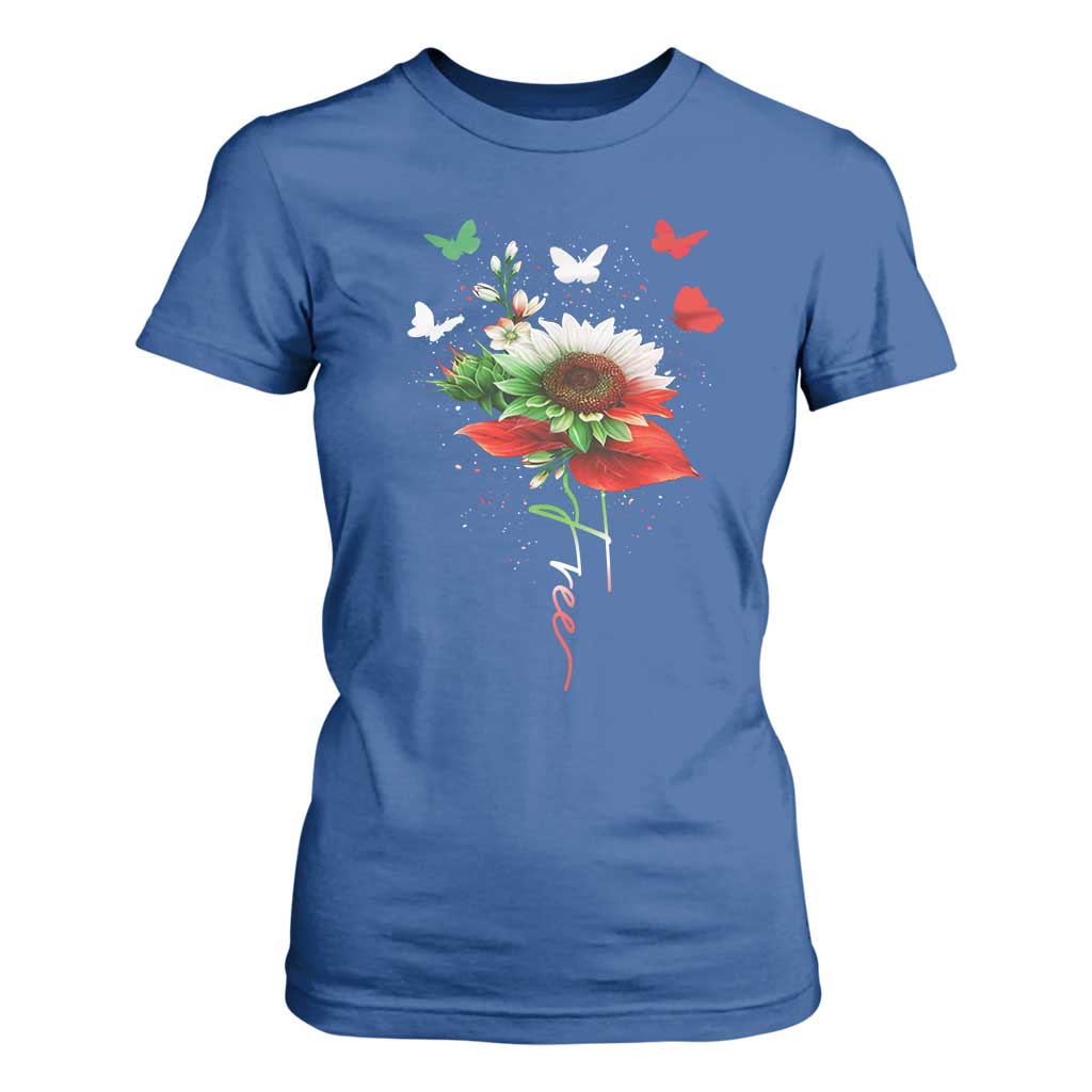 Free Iran Protest T Shirt For Women Sunflower Flag TS10 Royal Blue Print Your Wear