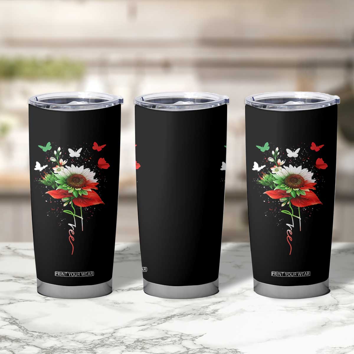 Free Iran Protest Tumbler Cup Sunflower Flag TS10 Print Your Wear