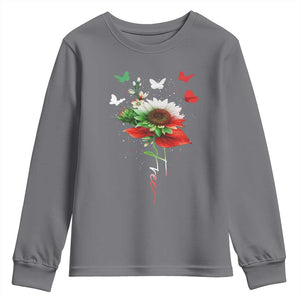 Free Iran Protest Youth Sweatshirt Sunflower Flag TS10 Charcoal Print Your Wear