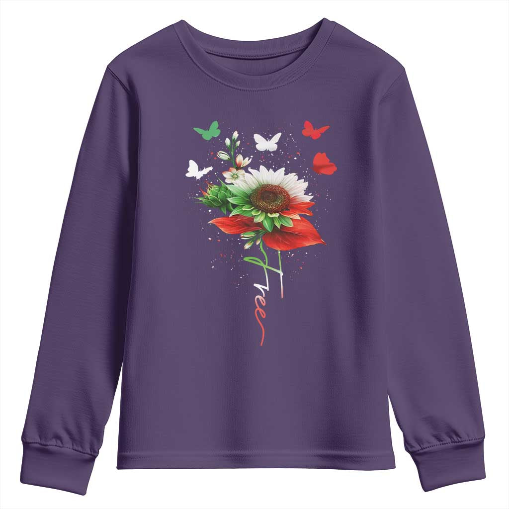 Free Iran Protest Youth Sweatshirt Sunflower Flag TS10 Purple Print Your Wear