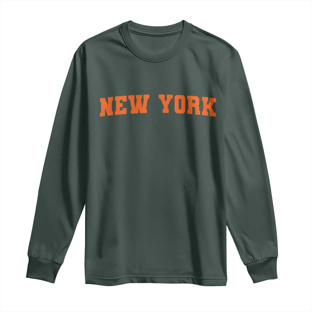 New York Long Sleeve Shirt Vintage Varsity Sports Throwback Design TS10 Dark Forest Green Print Your Wear