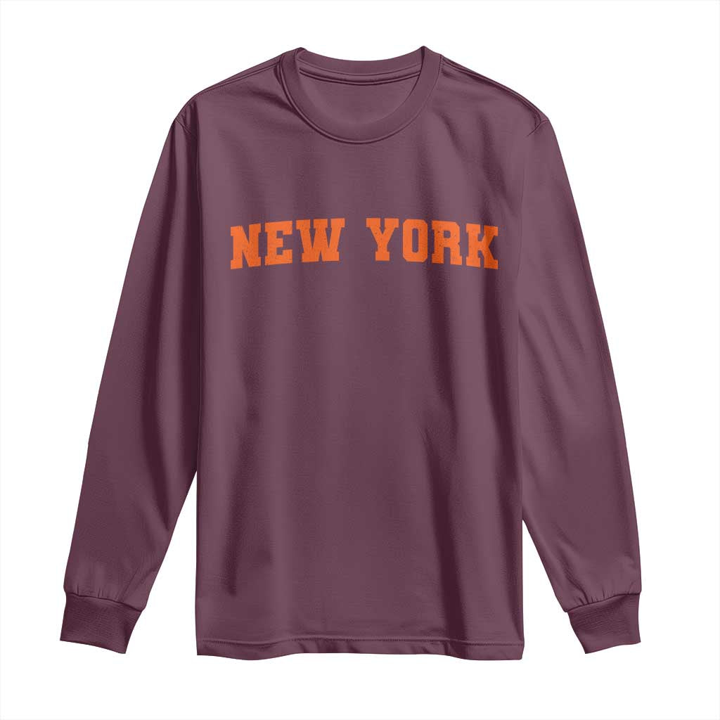 New York Long Sleeve Shirt Vintage Varsity Sports Throwback Design TS10 Maroon Print Your Wear
