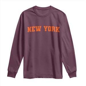 New York Long Sleeve Shirt Vintage Varsity Sports Throwback Design TS10 Maroon Print Your Wear