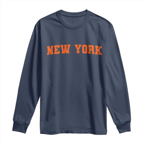 New York Long Sleeve Shirt Vintage Varsity Sports Throwback Design TS10 Navy Print Your Wear