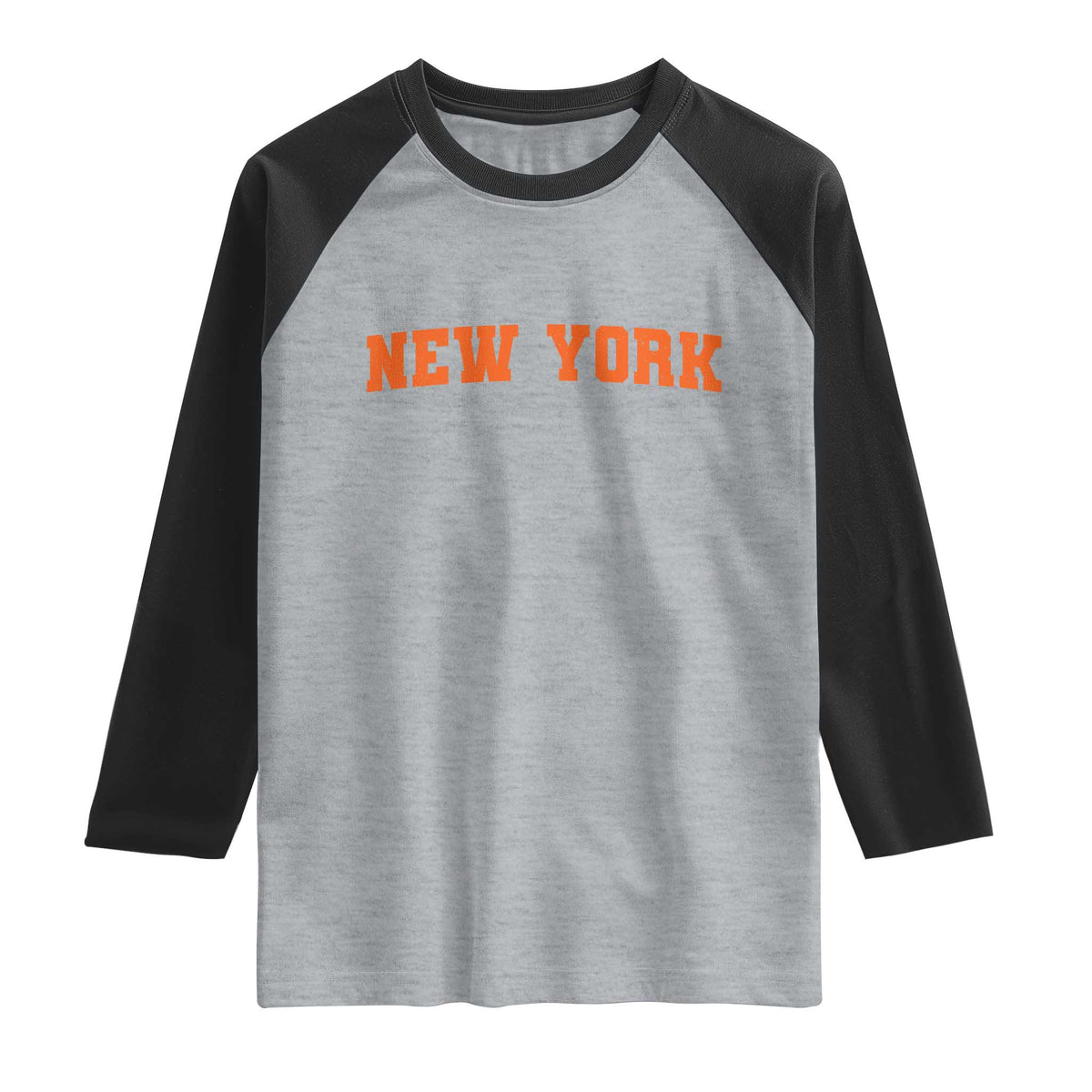 New York Raglan Shirt Vintage Varsity Sports Throwback Design TS10 Heather Gray Black Print Your Wear
