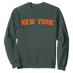 New York Sweatshirt Vintage Varsity Sports Throwback Design TS10 Dark Forest Green Print Your Wear