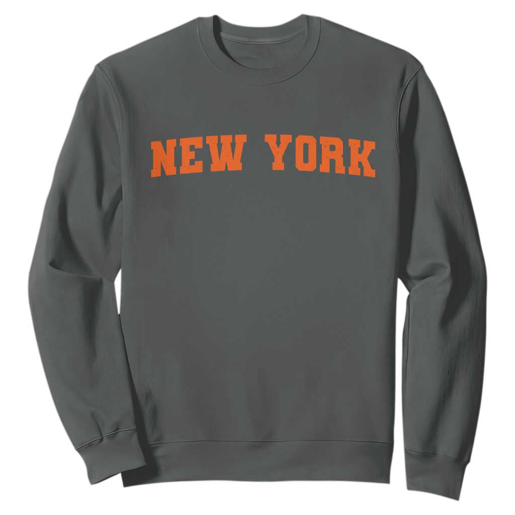 New York Sweatshirt Vintage Varsity Sports Throwback Design TS10 Dark Heather Print Your Wear