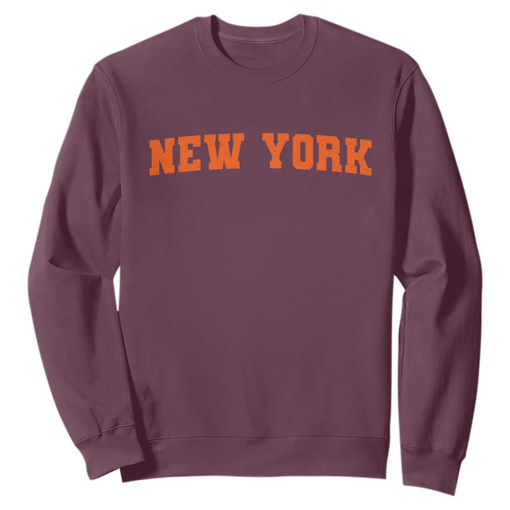 New York Sweatshirt Vintage Varsity Sports Throwback Design TS10 Maroon Print Your Wear