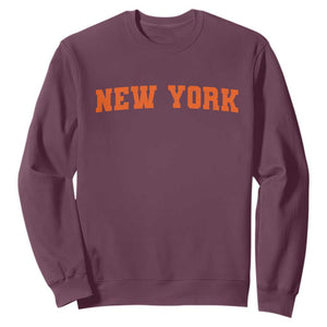 New York Sweatshirt Vintage Varsity Sports Throwback Design TS10 Maroon Print Your Wear