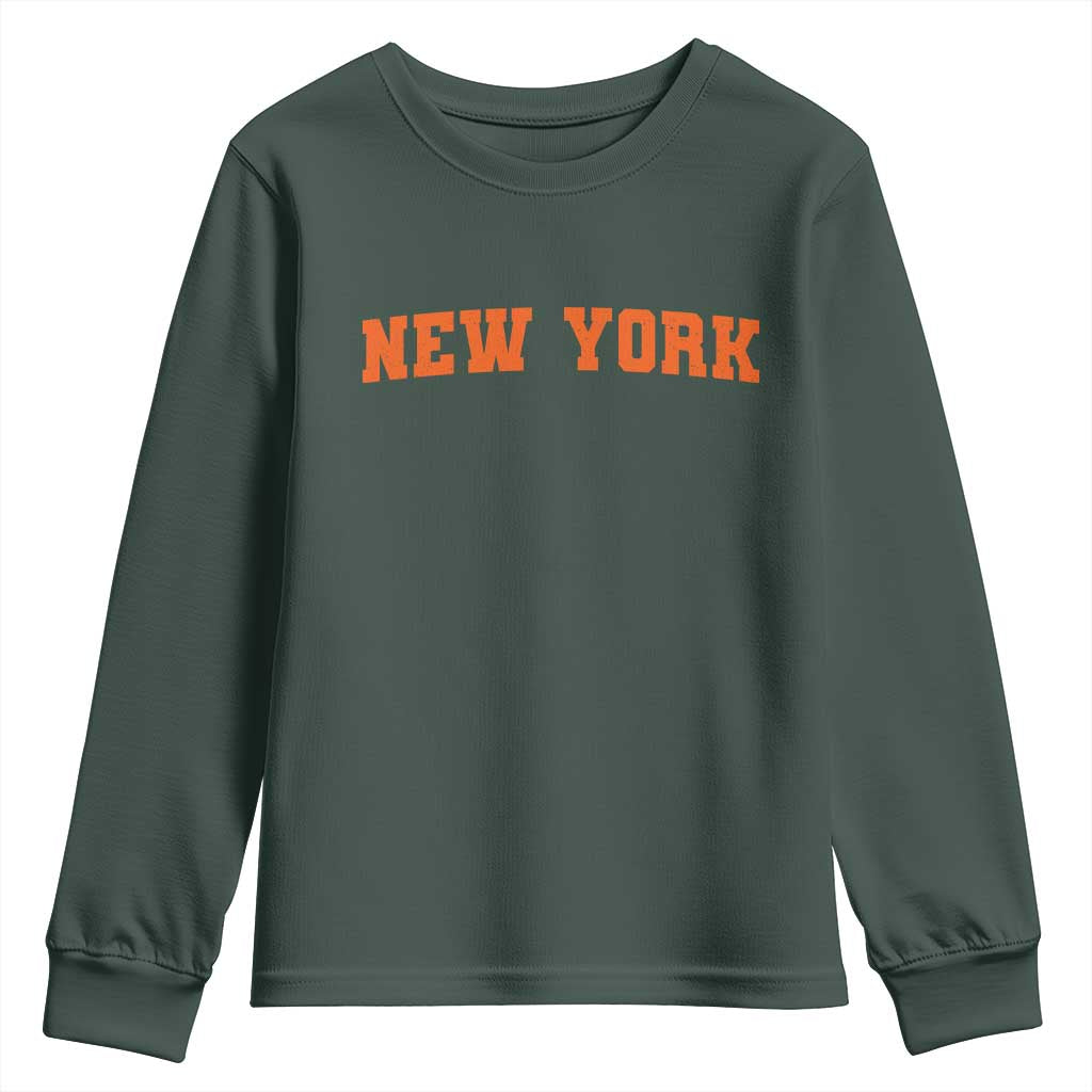 New York Youth Sweatshirt Vintage Varsity Sports Throwback Design TS10 Dark Forest Green Print Your Wear